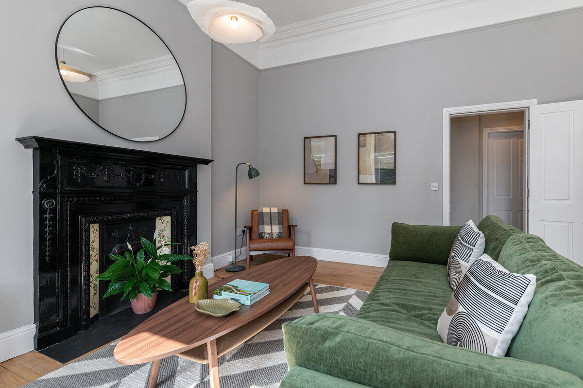 EirStay Donnybrook short stay apartment lounge with period features Dublin 4
