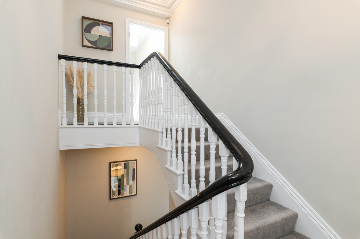 EirStay Donnybrook period staircase in short stay accommodation Dublin 4