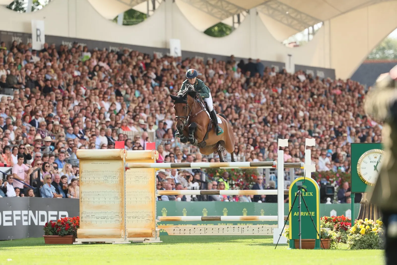 Dublin Horse Show 2026 at the RDS, Ballsbridge, Dublin 4 — showjumping arena packed with spectators, near EirStay serviced apartments