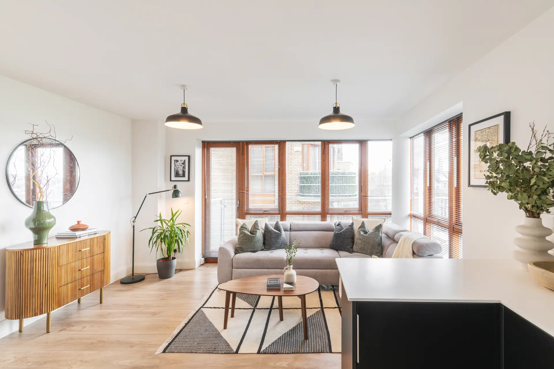 Bright living room of an EirStay managed apartment in Kilmainham, Dublin — let on monthly stays as an alternative to a long-term lease