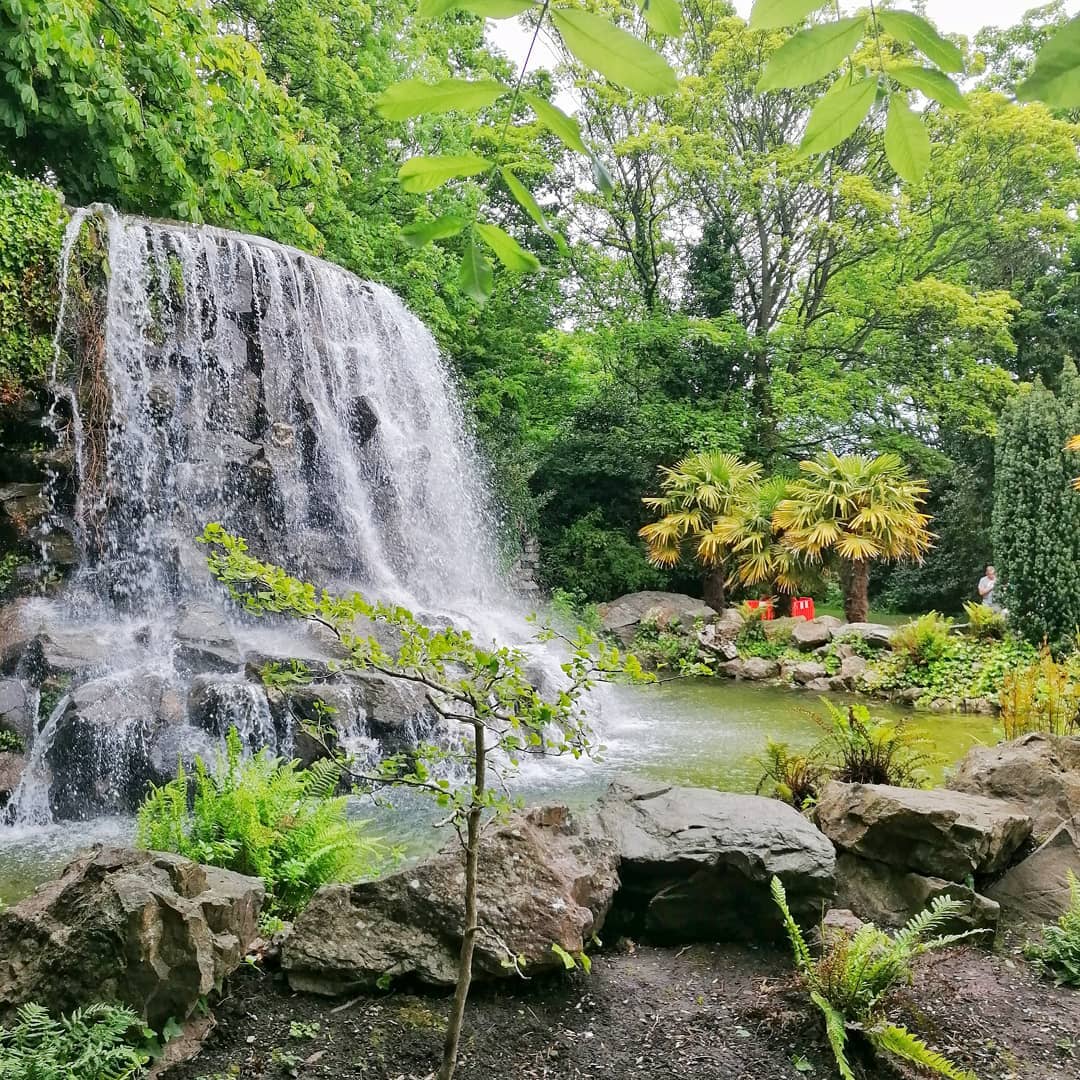 Iveagh Gardens waterfall and grotto Dublin 2 hidden Victorian park near EirStay corporate short-stay apartments Camden Street