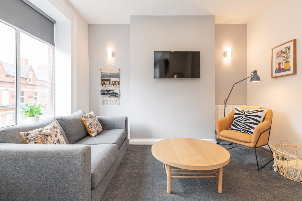 Equipped kitchen with modern appliances in EirStay serviced apartment Ranelagh Dublin 6