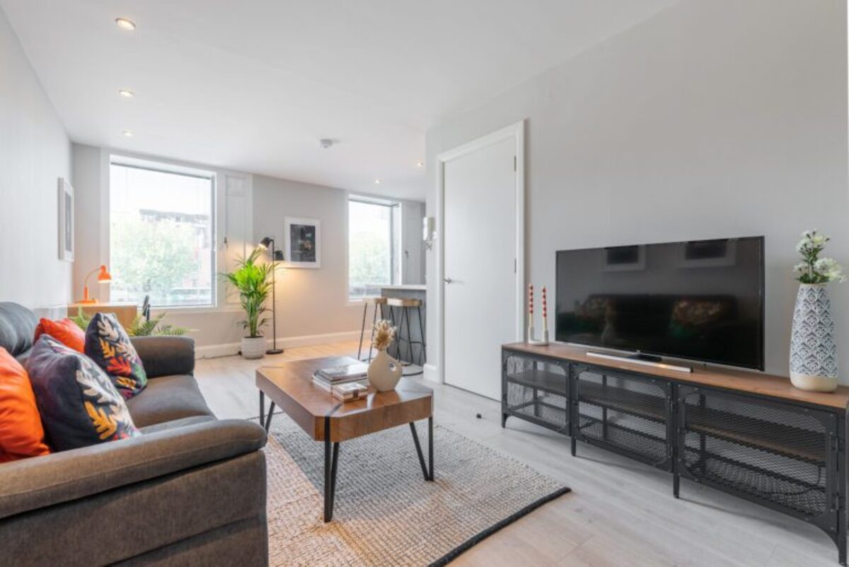 Interior detail of EirStay Temple Bar serviced apartment with river views Dublin 2